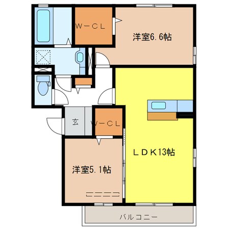 セジュール三ツ池Aの物件間取画像